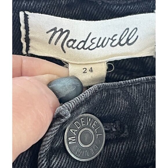 Madewell Women's Sz 24 Black High Waisted Exposed Button Fly Jeans Style #AA575 - Picture 4 of 8